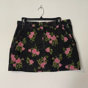 Wild Fable Floral Mini Skirt in Black and Pink